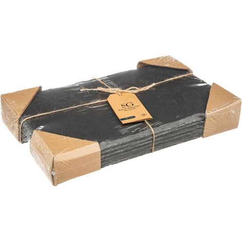 Teller-Set in Schiefer-Optik, Fingerfood-Geschirr, 6-teilig, 18 x 30 cm