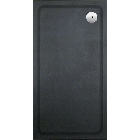 Aquadart Luxury Black Slate Effect Shower Tray - Standard Chrome Waste - Rectangular - 1400 x 800mm (1/2)