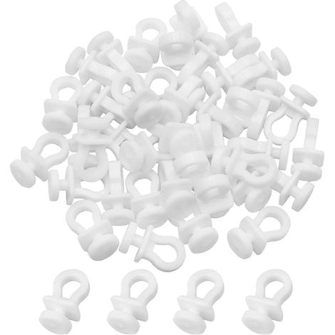 Lot de 100 crochets de tringle à rideaux coulissants en plastique blanc, pour portes et fenêtres, rideaux de douche. (1/5)