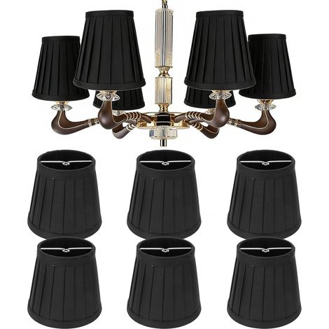 6 x Black Fabric Lampshades Floor Lamp Drum Cover for E14 Bulb Replacement Lampshade Table Lamp, Bedside Lamp, Wall Lamp (1/5)