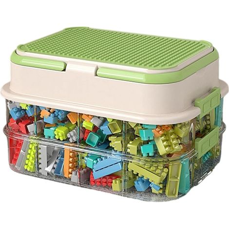 Boîte de rangement pour blocs de construction  Organiseur de jouets à 3 couches avec couvercle  Conteneur de jouets en blocs de construction  Pour parents, mères, salle de jeux, crèche, maternelle (1/5)
