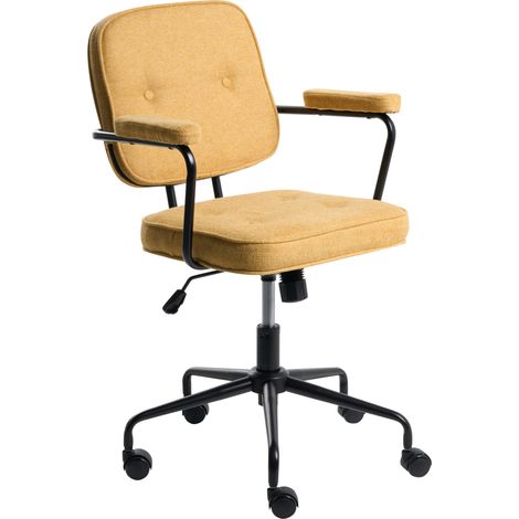 Silla de oficina de tela patas negras giratorio altura ajustable amarillo Pawnee