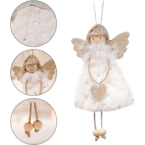 3 Pièces Ornements de Noël, Suspension Ange en Peluche, Décoration Arbre de Noël, Intérieur Maison (1/3)