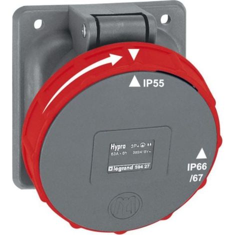 Prise fixe Hypra IP66/67-55 63A - 380V à 415V - 3P+T - LEGRAND