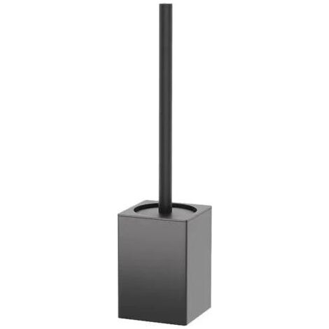 Brosse WC, brosse de nettoyage pour salle de bain, brosse de toilette murale perforée, ensemble de brosse et support de toilette en aluminium, brosse de cuvette compacte réutilisable, noire (1/4)