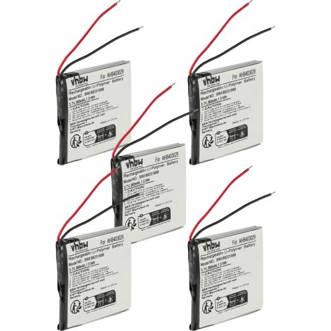 vhbw 5x batería compatible con Plantronics Voyager Focus B825, 2, B825-M auriculares inalámbricos, cascos (360 mAh, 3,7 V, Li-poli)