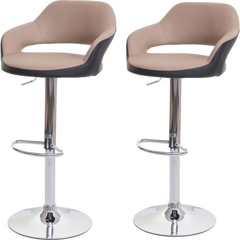 Juego de 2 taburetes de bar con sillas de mostrador en sintético color topo y negro 040000141