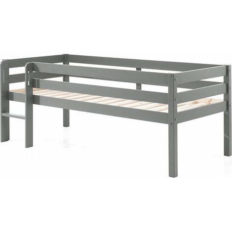 Letto a soppalco 90x200 con rete a doghe inclusa Vipack Pino Grigio (1/3)