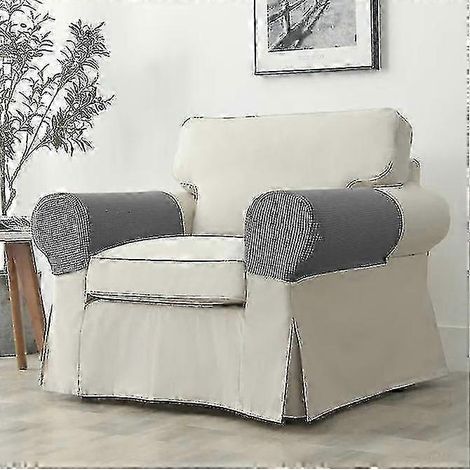 Lot de 2 housses d'accoudoirs extensibles en spandex jacquard, douces et élastiques, pour chaises, canapés, fauteuils et canapés inclinables. (1/4)