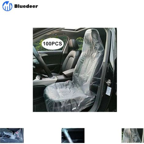 Housses de siège jetables 100 pièces, housse de siège en plastique transparent (1/3)