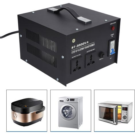 ST-3000VA Aufwärtstransformator, 110 V auf 220 V / 220 V auf 110 V, Standard-Eurostecker, 110 V–120 V / 220 V–240 V (1/5)