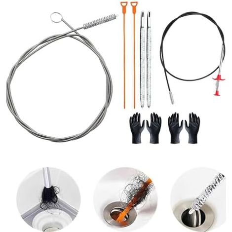 Kit De Débouchage Canalisations En Spirale (7 Pièces) Furet Déboucheur Canalisation WC Evier Professionnel Brosse balles anti stress - (1/5)
