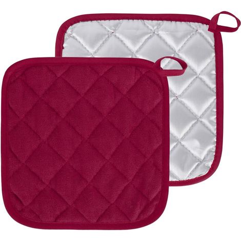 Lot de 2 Maniques Cuisine - Coton Épais - Protection Thermique 3 Couches - Pour Four et Casseroles - Usage Quotidien - 19x19 cm (1/5)