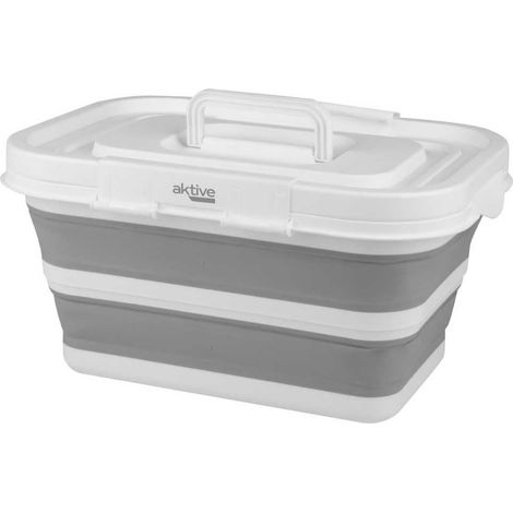 Panier Pliable 15 litres, Format Rectangulaire, 46X33X23 cm, avec Couvercle et Fermetures de Sécurité, Pliage Compact, sans Bpa, Boîte de Rangement Portable, Panier à Linge Pliable (1/5)