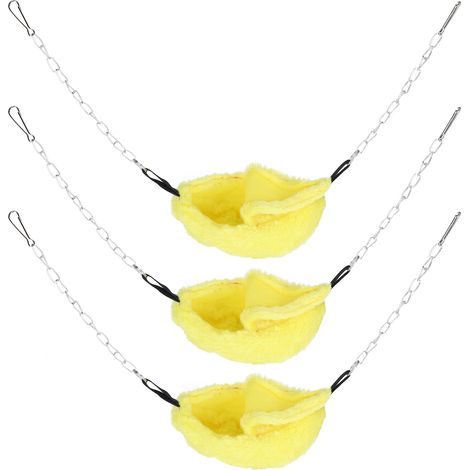 Lot de 3 cages pour animaux de compagnie, hamac/lit suspendu en forme de banane pour hamster, nid de couchage chaud d'hiver, jaune (1/5)