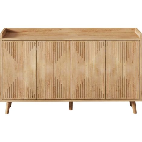 Aparador con 4 puertas y estantes regulables de MDF, 140 x 40 x 84 cm (1/5)