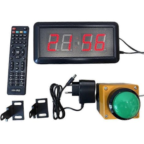 Chronomètre mural numérique LED avec compte à rebours, prise UE, télécommande à bouton, remise à zéro du chronomètre, petit bouton de 6 cm