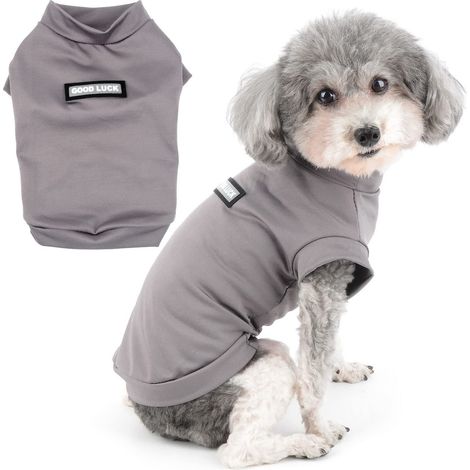 T-shirt pour Chien Vêtement Élastique Confortable pour Chiots et Petits Chiens Pull Léger Respirant Gris (1/5)
