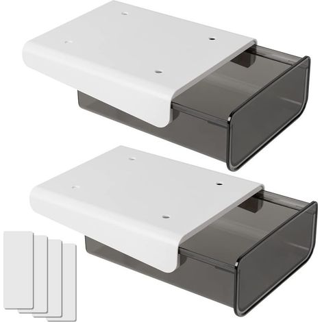 Lot de 2 tiroirs adhésifs cachés sous table, rangement pour bureau, maison et école (1/5)