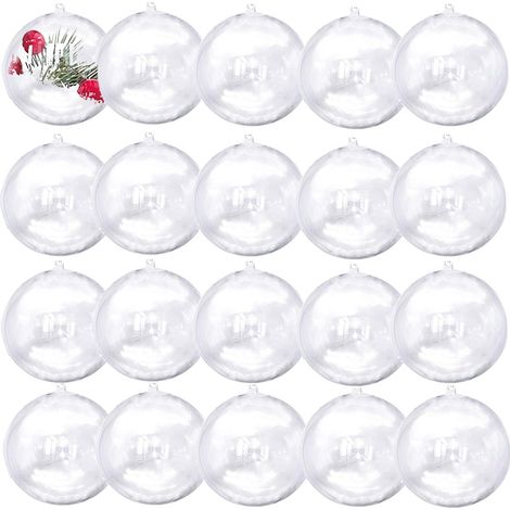 80 mm = 20 Stück, hängende Ornamente, transparente Weihnachtskugeln, befüllbare Weihnachtskugeln für Urlaub, Hochzeit, Party, Dekoration (1/5)