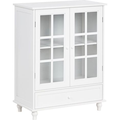 Credenza Soggiorno Camera Da Letto Armadio 2 Ante Con Cassetto MDF Bianco Carlet
