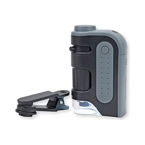 Carson MicroBrite Pro - Microscopio de Bolsillo con luz LED 60x-120x con Sistema de Lente asférica y Clip Digital para Smartphone (MM-350) (1/5)