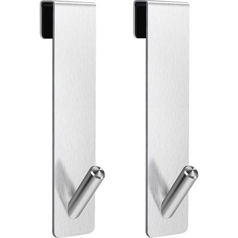 Lot de 2 crochets pour porte de douche – Crochets porte-serviettes en diamant, crochets pour porte de douche en verre sans cadre argenté (7 pouces) (1/4)