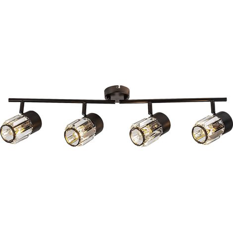 Plafonnier Rabalux Venaro noir barre 4xE14 cristal (1/5)