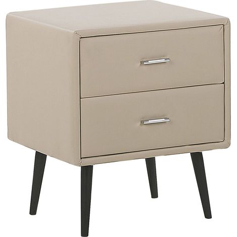 Nachttisch mit 2 Schubladen ESSONNE Kunstleder Beige