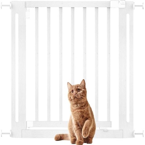Bettacare Wooden Elegance Dog Gate, White, 79cm - 87cm, Pressure Fit Pet Gate, 57cm Extra Wide Doorway, Easy Installation