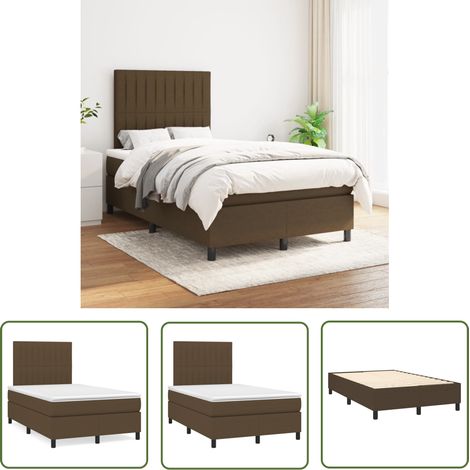 The Living Store Boxspringbett mit Matratze Dunkelbraun 120x200 cm Stoff - Boxspringbett - Doppelbett - Bettrahmen - Matratze - Nachttisch (1/5)