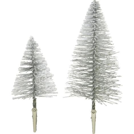 Kaemingk Bürsten Minibaum am Klipp grau 27 cm Weihnachtsdeko