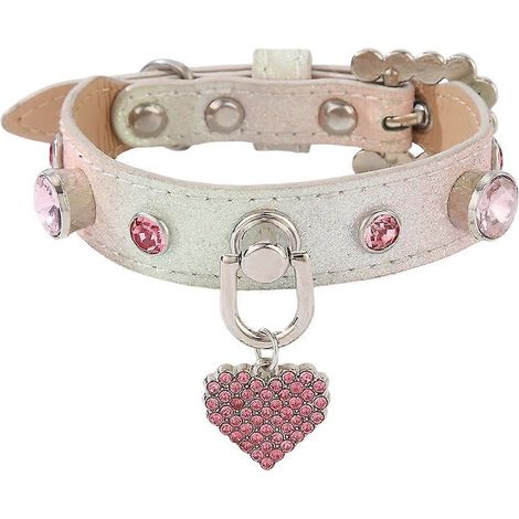 Collier pour chien en PU avec pendentif strass pour chiots - Accessoire élégant pour animaux de compagnie C (1/4)
