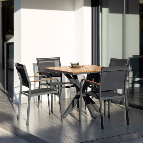 Ensemble table carrée (90x90 cm) et 4 chaises de jardin Archer SKLUM Gris Graphite