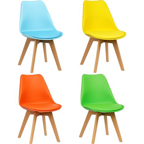 Dining Chairs Set of 4 Four Colourful Mixed Leather Kitchen Table (1/5)