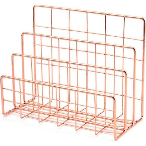 Support de bureau/bibliothèque en métal doré rose à trois niveaux (1/5)