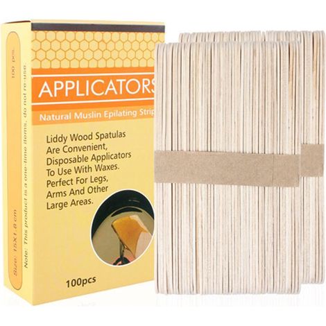 100 Bâtonnets en Bois pour Épilation à la Cire, Applicateurs Cire Professionnels, Spatules Épilation Corps et Visage (1/5)