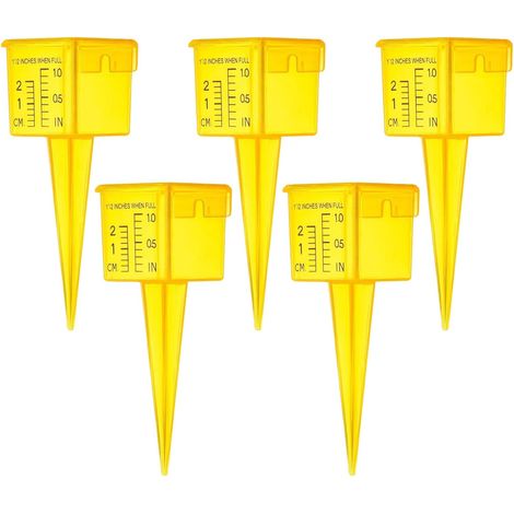 Regenmesser – 5er-Set – PET-Kunststoff – Gelber, quadratischer Regenmesser – Regenmesser für den Garten (1/5)