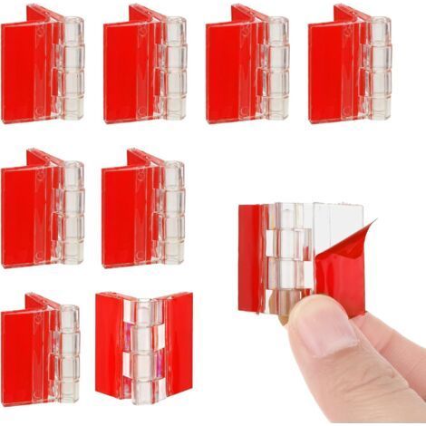 Transparent Self-Adhesive Hinges, Clear Color, 30 × 35mm, Pack of 8 Acrylic Hinges, Nail-Free Adhesive (1/5)