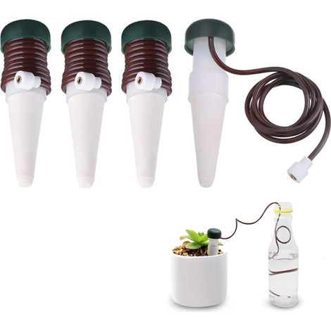Kit d'arrosage automatique pour plantes (lot de 4), système d'arrosage automatique pour pots, distributeur d'arrosage goutte-à-goutte pour jardin, plantes d'intérieur et fleurs. (1/5)