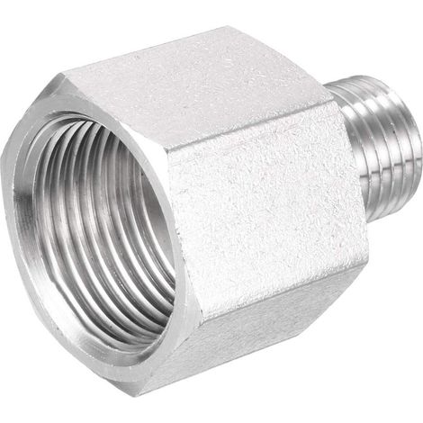 sourcing map Reducing Hose Adapter 1/4 NPT Male to M20x1.5 Female Stainless Steel for Water Oil Air Pressure Gauge (1/2)
