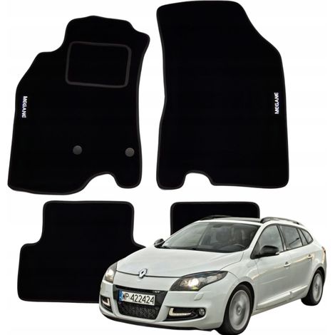Tapis de sol en velours brodés pour Renault Megane III Break (2009-2016)