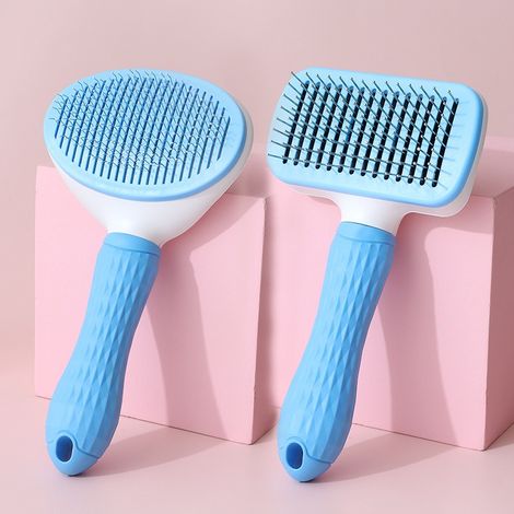 Ensemble bleu 2 pièces pour chiens et chats, autonettoyant et anti-mue, efficace pour éliminer jusqu'à 95 % des poils morts (1/5)