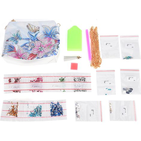 Sachet à maquillage chaîne blanc cuir PU pour femme, kit DIY Diamond Painting, cadeau artisanal fait main (1/5)