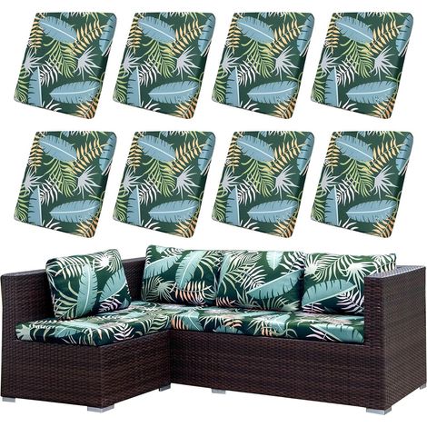 Lot de 8 housses de coussin de canapé d'extérieur extensibles pour coussins de meubles de terrasse, housses de canapé souples, housses de siège flexibles et protections de chaise durables (1/5)