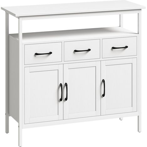 White Sideboard with Adjustable Shelves and 3 Drawers