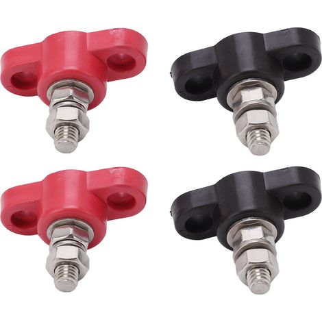 Lot de 4 borniers batterie 12V 24V sécurisés rouge noir avec plot de connexion pour circuit batterie auto solaire camion bateau (1/5)