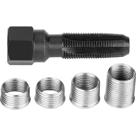 Bougie d'allumage en acier au carbone, outils de robinet à filetage avec Inserts pour la réparation des bougies d'allumage de 14mm 5 pièces (1/5)