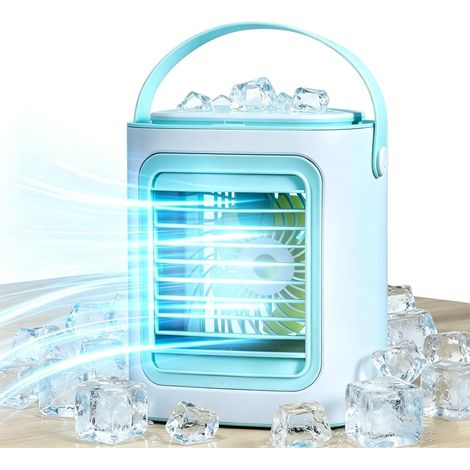 Mini Air Conditioner, Portable Evaporative Cooler with 3-Speed Fan, Humidifier, Ice Boxes and Touch Control (1/5)
