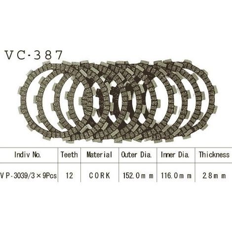 Kit Disques d'Embrayage Garnis Cross Rmx 250 1989/1999 (1/2)